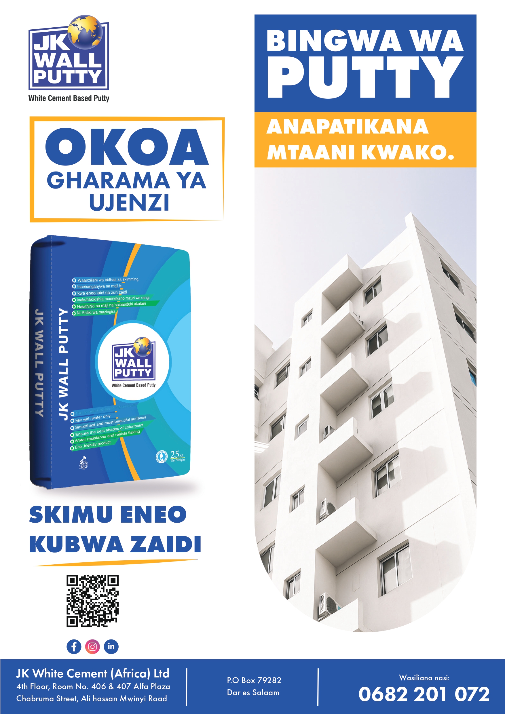 JK White Cement Wakala Poster for Dar es Salaam
